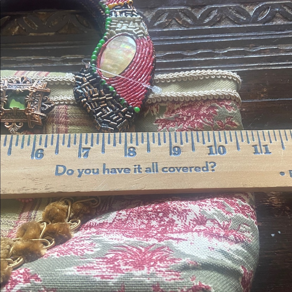 Mary Frances Red and Green Beaded Tote - Picture 11 of 11